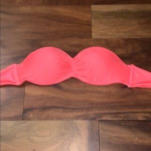 Bright Coral Pink Strapless Bikini Top